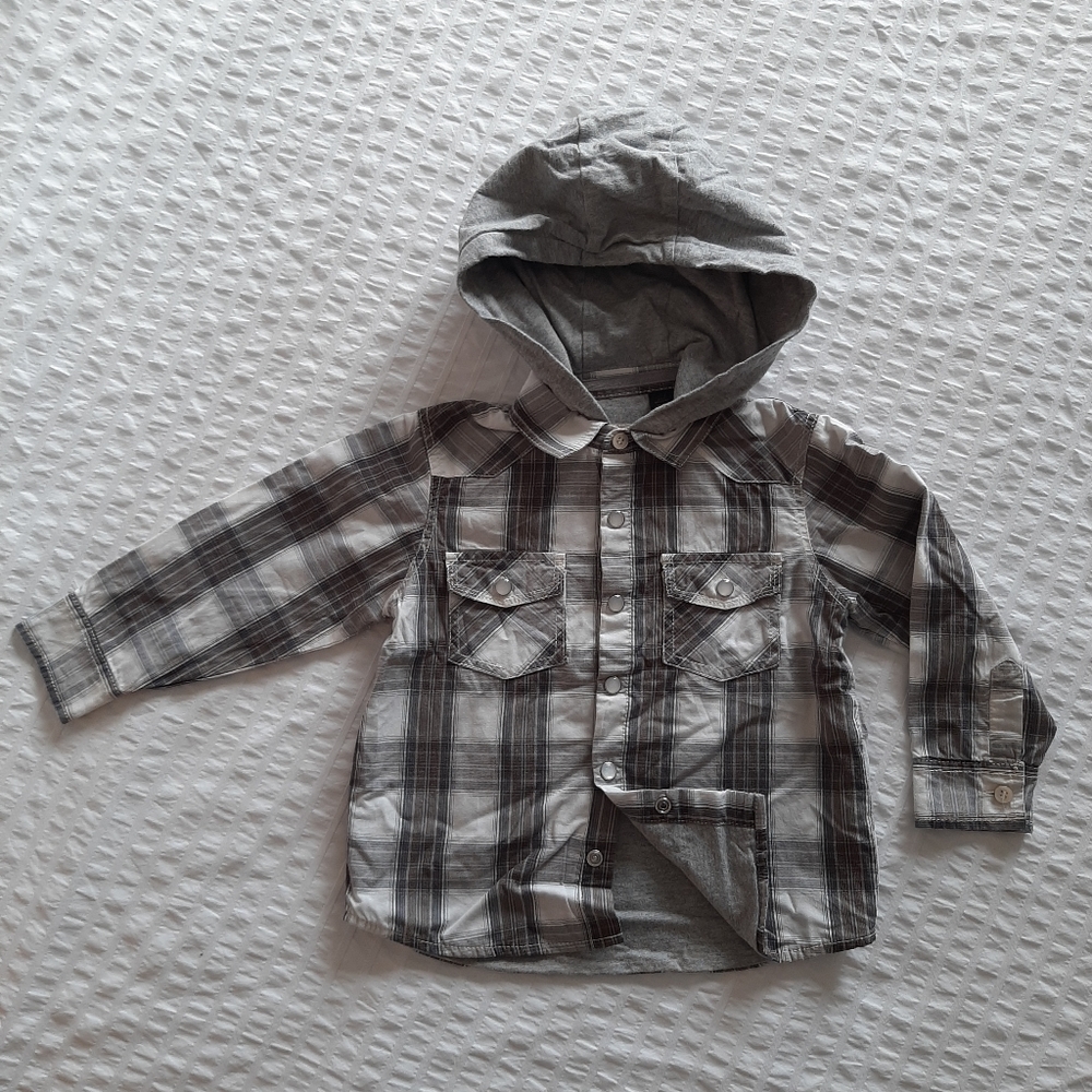 NEXT Boys' Hooded Flannel Button Down, 2-3 Years Great Condition!